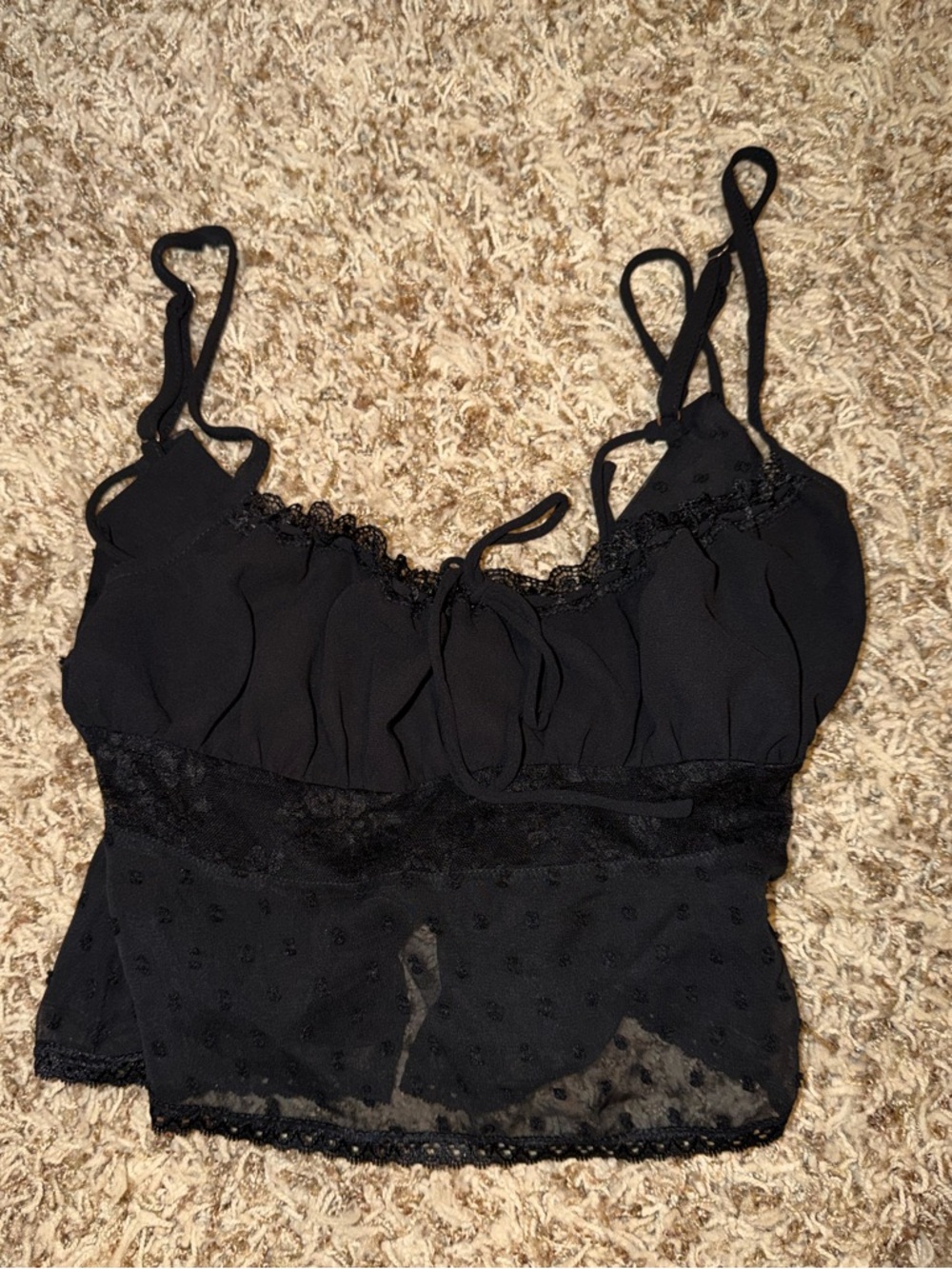 Edikted Black Sheer Lace-Trim Cami